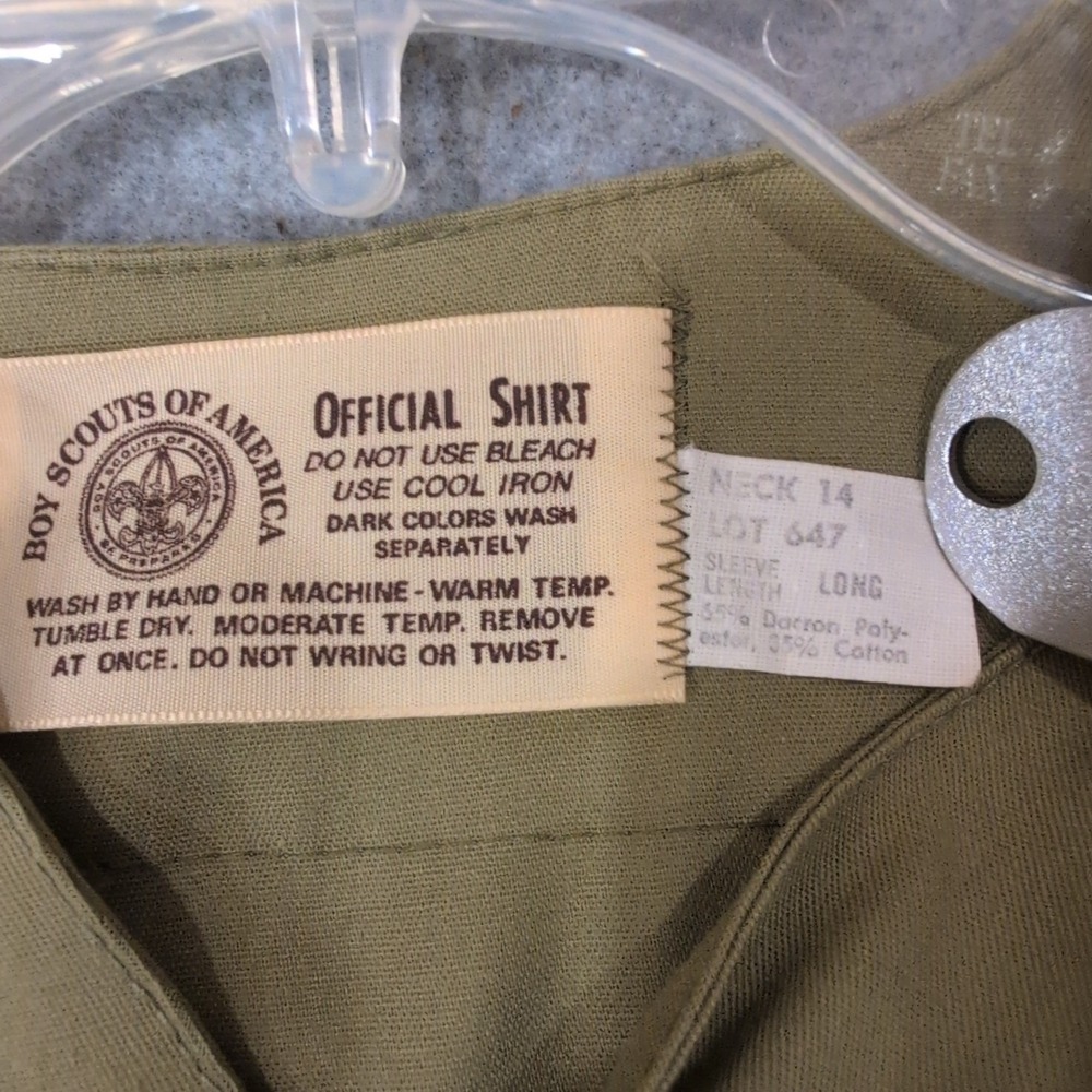 Vtg Boy Scouts of America BSA Uniform‎ Shirt Olive Green Pikes Peak Council 14 - Picture 6 of 7